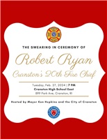 Mayor Hopkins Invites You To The Swearing In Ceremony for Cranston's Next Fire Chief 